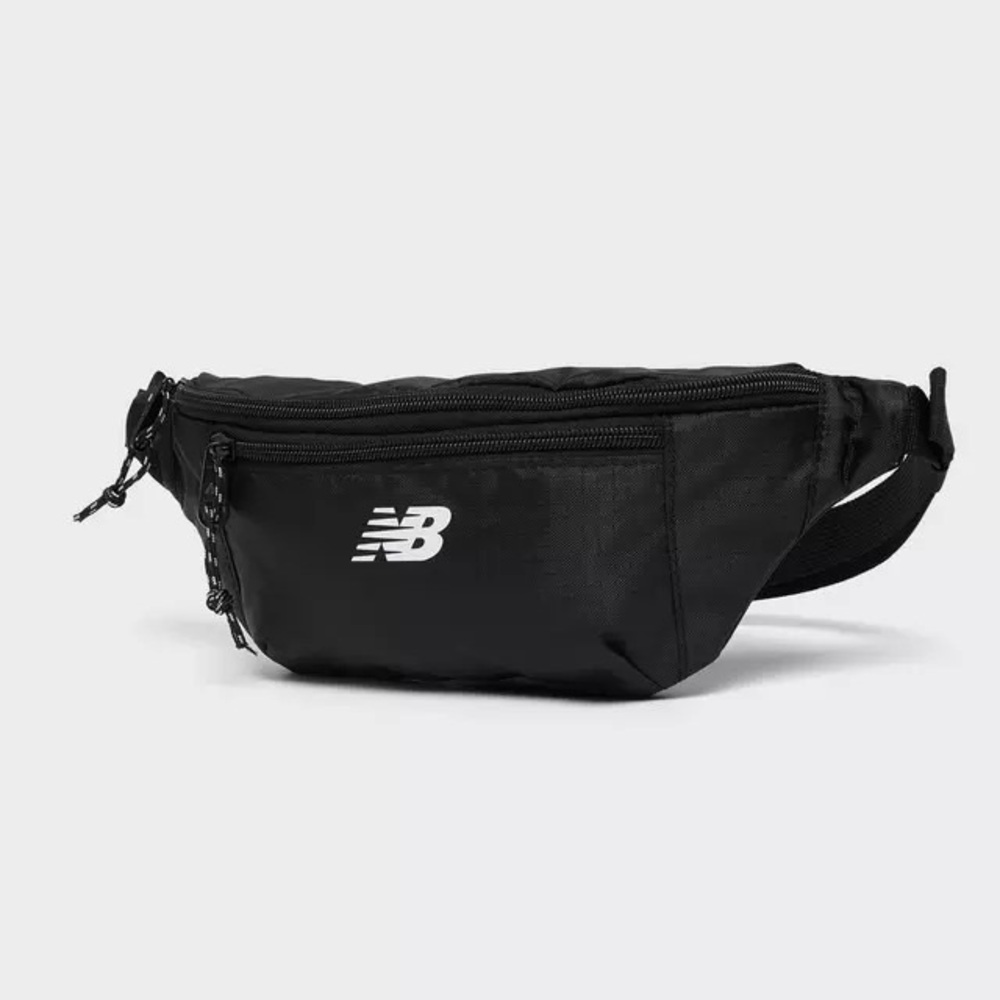 New Balance Essential Waistpack Belt Bag Fanny Pack Zipper Pockets - Black White